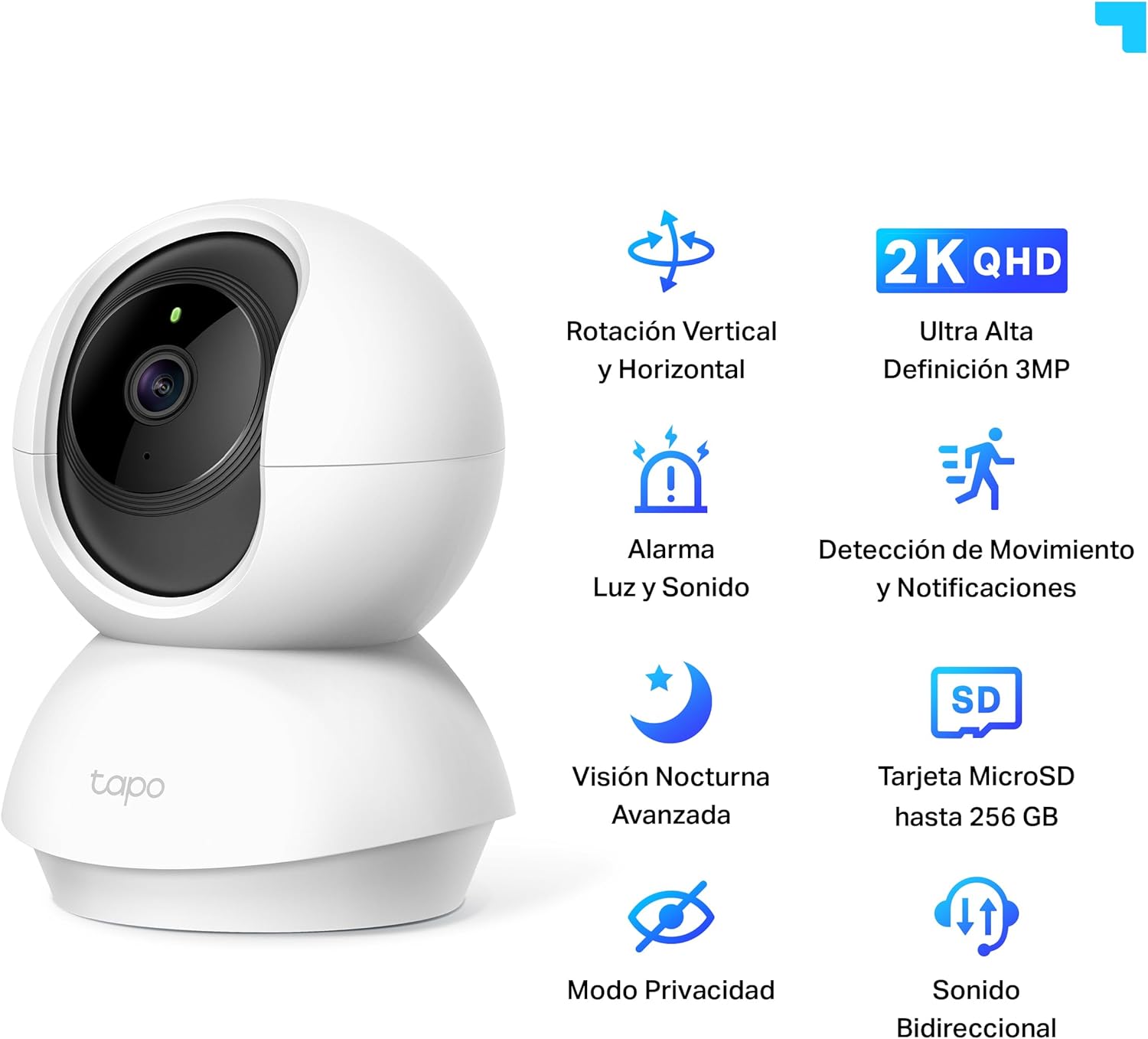 Tapo C210(2-Pack) - Cámara IP WiFi 360° Cámara de Vigilancia 2K (3MP),Visión Nocturna Admite Tarjeta SD hasta 512 GB, Detección de Movimiento, Control Remoto, Compatible con Alexa - 2