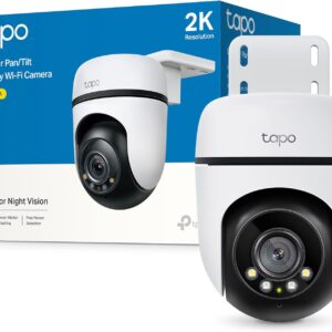 Tapo C51A - Cámara de vigilancia Wi-Fi para Exteriores 360°, visión Nocturna a Todo Color 2k (3 MP), detección Personas con IA Seguimiento Movimiento Inteligente IP65