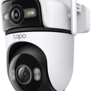 Tapo C545D - Cámara de Seguridad Exterior Wi‑Fi 2K Dual Lente Pan/Tilt con Seguimiento Inteligente, visión Nocturna a Color, detección IA de Personas/Mascotas/vehículos y Audio bidireccional