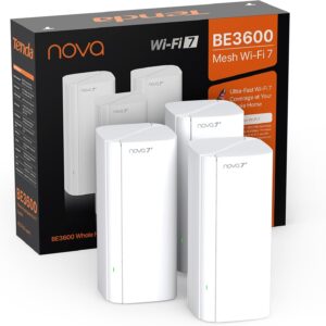 Tenda Nova ME3 Pro (Pack de 3) – Sistema WiFi 7 Mesh BE3600 (3.6 Gbps Doble Banda), 3 Puertos Gigabit, Cobertura para Todo el Hogar, Ideal para Streaming 4K y Juegos, MLO, WPA3, Itinerancia Continua