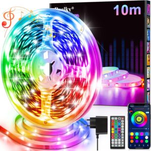 Tiras de Luces LED RGB para Habitación, 10 Metros, Control Remoto y App, 16 Milliones de Colores, Strip lights, Sincronización Musical Bluetooth, Para Fiesta Hogar TV Bar