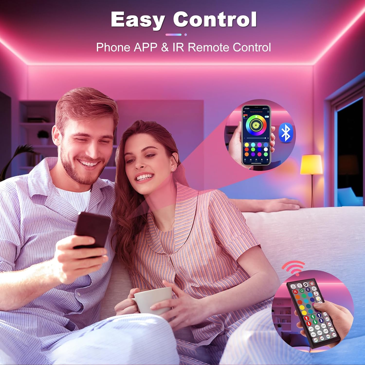 Tiras de Luces LED RGB para Habitación, 10 Metros, Control Remoto y App, 16 Milliones de Colores, Strip lights, Sincronización Musical Bluetooth, Para Fiesta Hogar TV Bar - 4