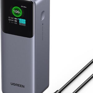 UGREEN Nexode Pro 200W Power Bank 25000mAh Batería Externa Carga Rápida USB C PD3.1 140W 3 Puertos Cargador Portátil PC Pantalla TFT Compatible con iPhone 17 16 15 14 Galaxy S25 S24 A56 MacBook iPad