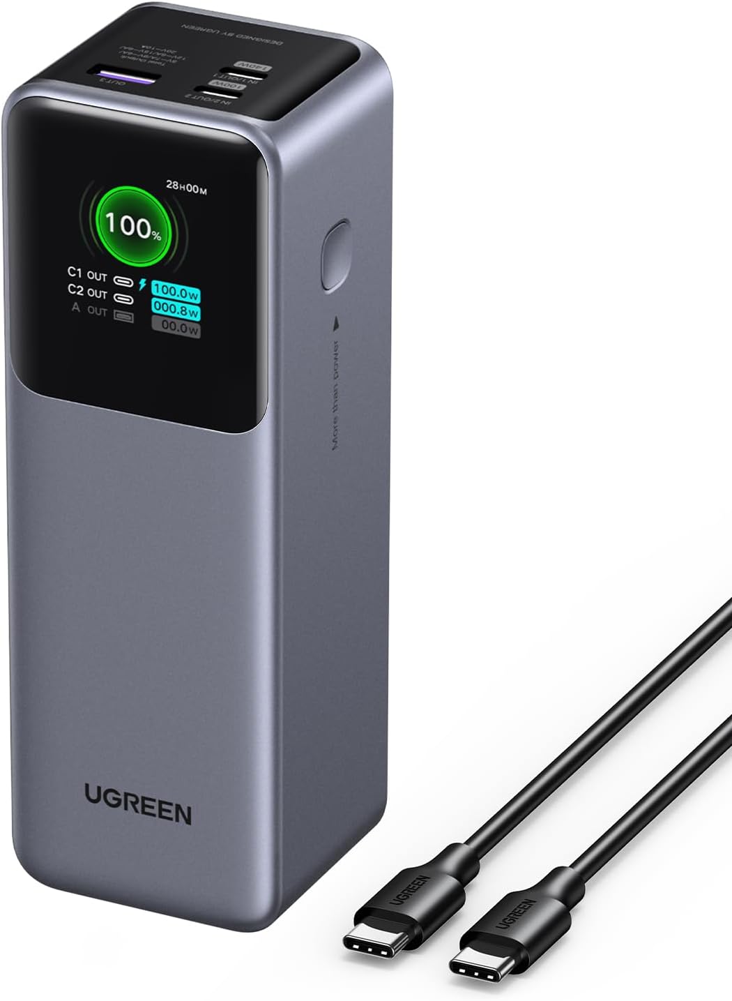 UGREEN Nexode Pro 200W Power Bank 25000mAh Batería Externa Carga Rápida USB C PD3.1 140W 3 Puertos Cargador Portátil PC Pantalla TFT Compatible con iPhone 17 16 15 14 Galaxy S25 S24 A56 MacBook iPad - 1