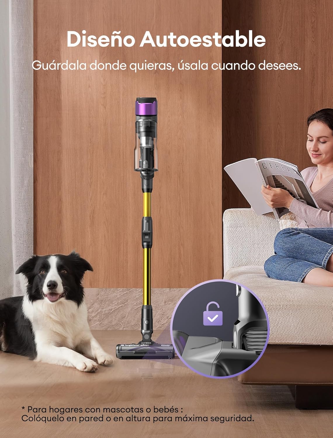 Ultenic U20 Aspiradora sin Cable 55Kpa/55Min, Cepillo Anti-Enredo Mejorado, Aspirador Escoba con Brazo Flexible, Limpieza Ultraprofunda Bajo Muebles sin Agacharse, para Alfombra/Pelo de Mascotas - 5