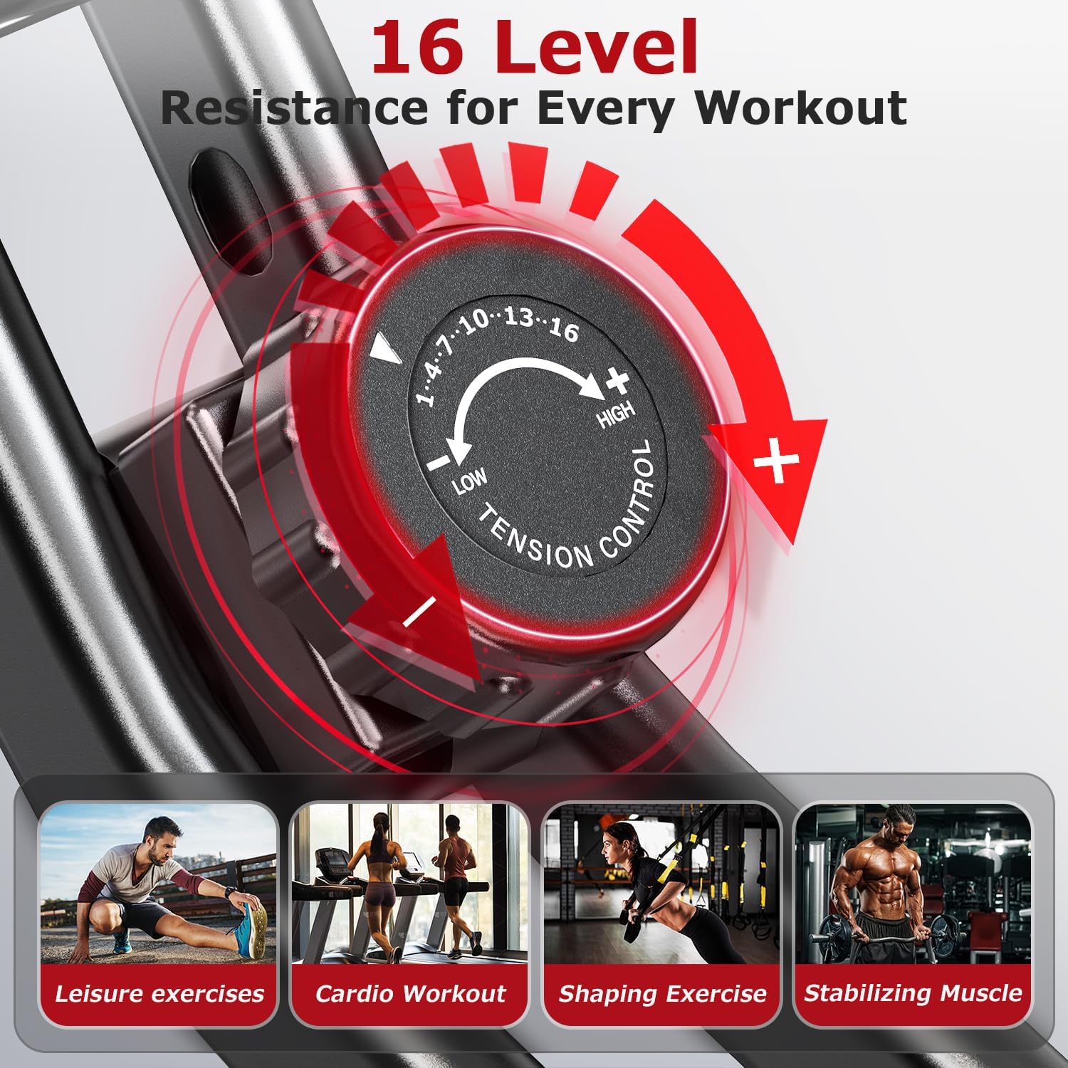 VANNECT Bicicleta Estatica Plegable con 16 Niveles de Resistencia, Monitor LCD y Medición de Pulso Manual, Soporte Plano, Ahorro de Espaci, Estática Silenciosa Magnética Bicicleta Estatica para Casa - 2