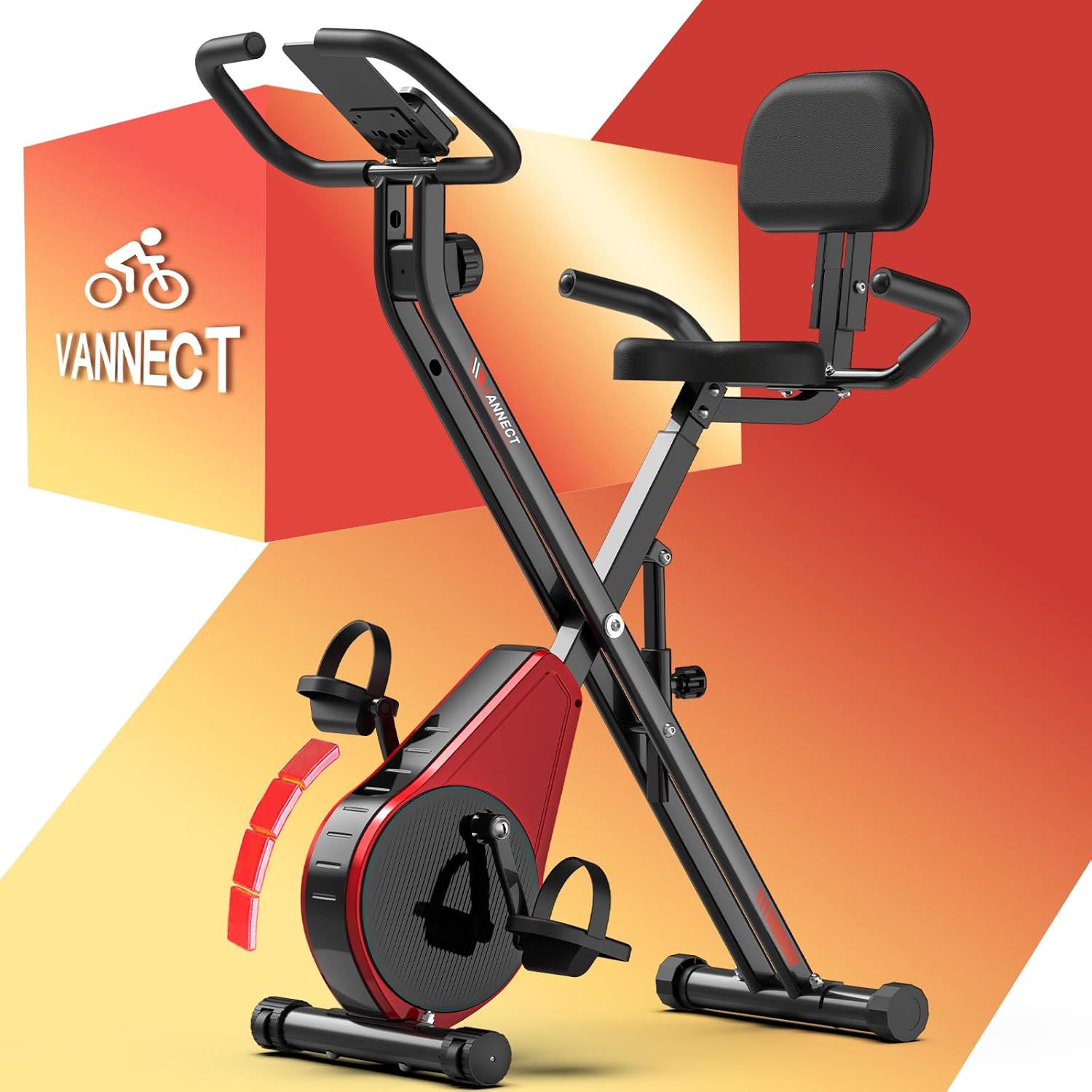 VANNECT Bicicleta Estatica Plegable con 16 Niveles de Resistencia, Monitor LCD y Medición de Pulso Manual, Soporte Plano, Ahorro de Espaci, Estática Silenciosa Magnética Bicicleta Estatica para Casa - 1
