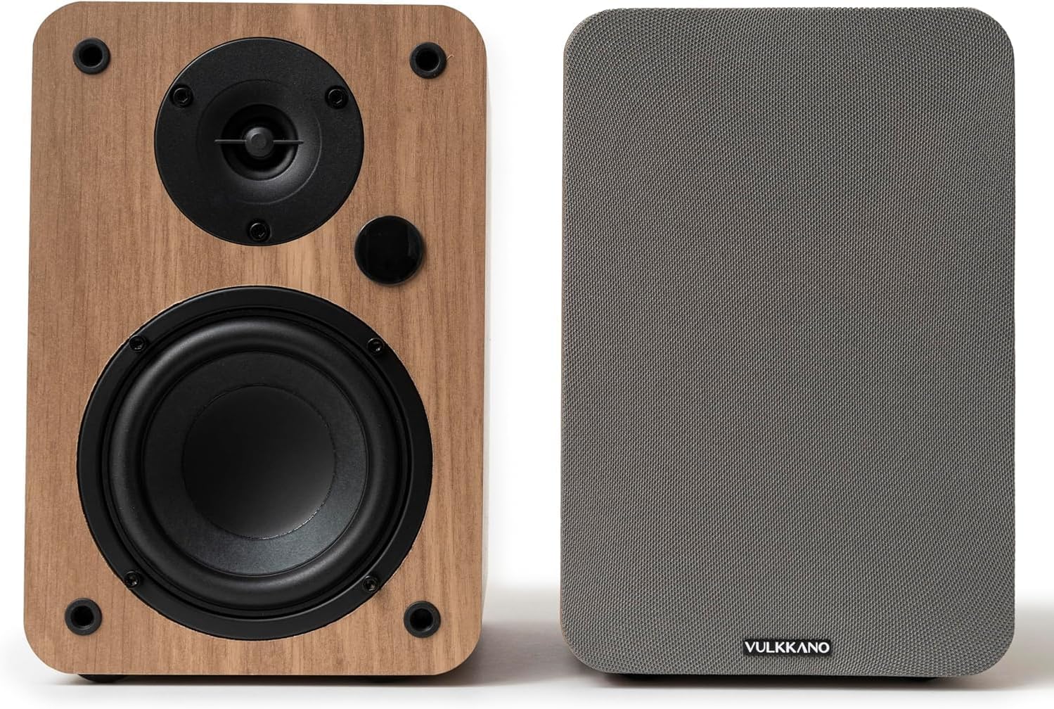 VULKKANO A4 ARC Altavoces Autoamplificados con Woofer de 4", Bluetooth 5.0, HDMI ARC, Optica, RCA, USB, con Salida Subwoofer, Monitores de Estudio con Diseño Elegante, Color Marron - 2