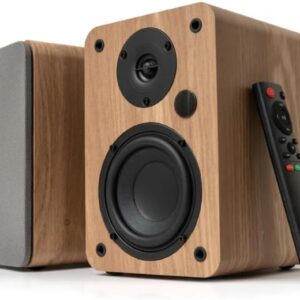 VULKKANO A4 ARC Altavoces Autoamplificados con Woofer de 4", Bluetooth 5.0, HDMI ARC, Optica, RCA, USB, con Salida Subwoofer, Monitores de Estudio con Diseño Elegante, Color Marron