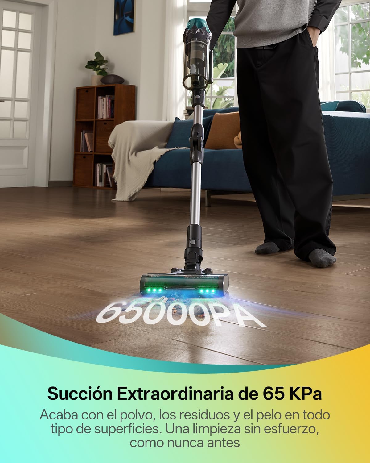 Vexilar V15Max Aspiradora sin Cable 65KPa/60 Min/1,5L, Aspiradora Inalámbrica con Fregona, Antienredos, Fácil Limpieza,Tendencias de Moda, Aspirador Escoba Vertical para Suelos/Alfombras/Pelos/Coche - 4