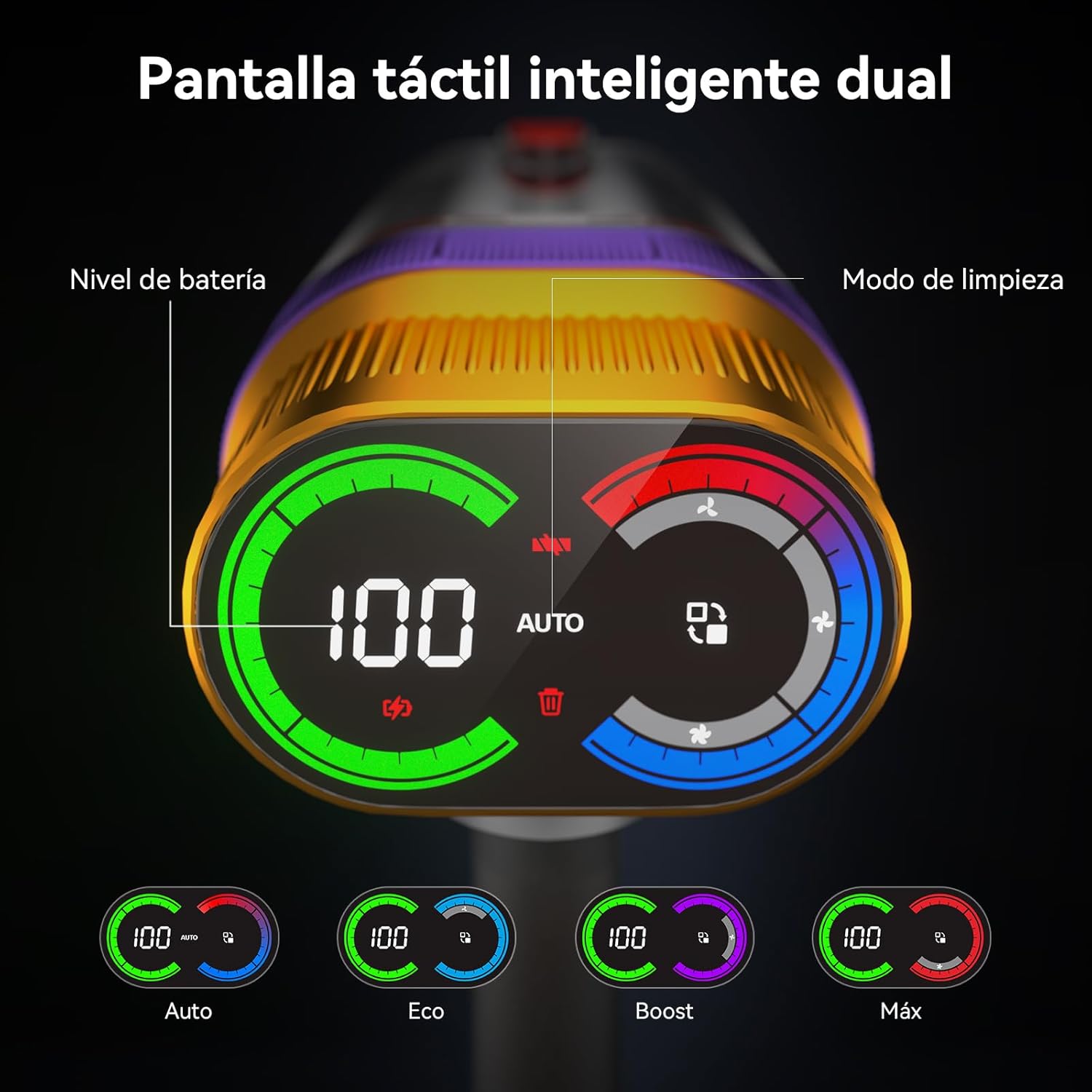 Vistefly V15 Ultra Aspiradora sin Cable, 58kPa/600W/70Mins Escoba Aspirador Potente, Doble Pantalla y Doble Depósito de Polvo Apto para Pelo de Mascotas/Alfombras/Suelos Duros - 3