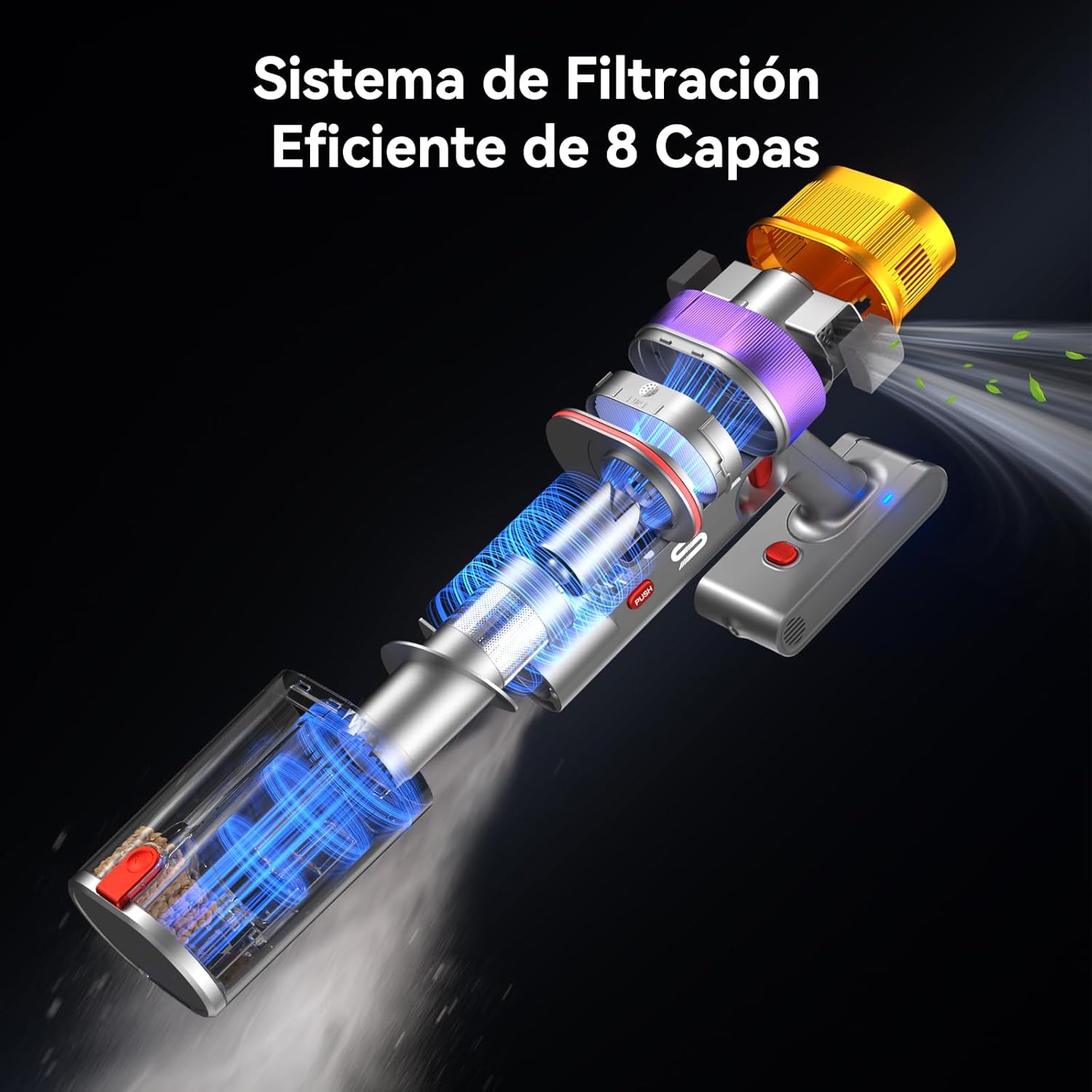 Vistefly V15 Ultra Aspiradora sin Cable, 58kPa/600W/70Mins Escoba Aspirador Potente, Doble Pantalla y Doble Depósito de Polvo Apto para Pelo de Mascotas/Alfombras/Suelos Duros - 5