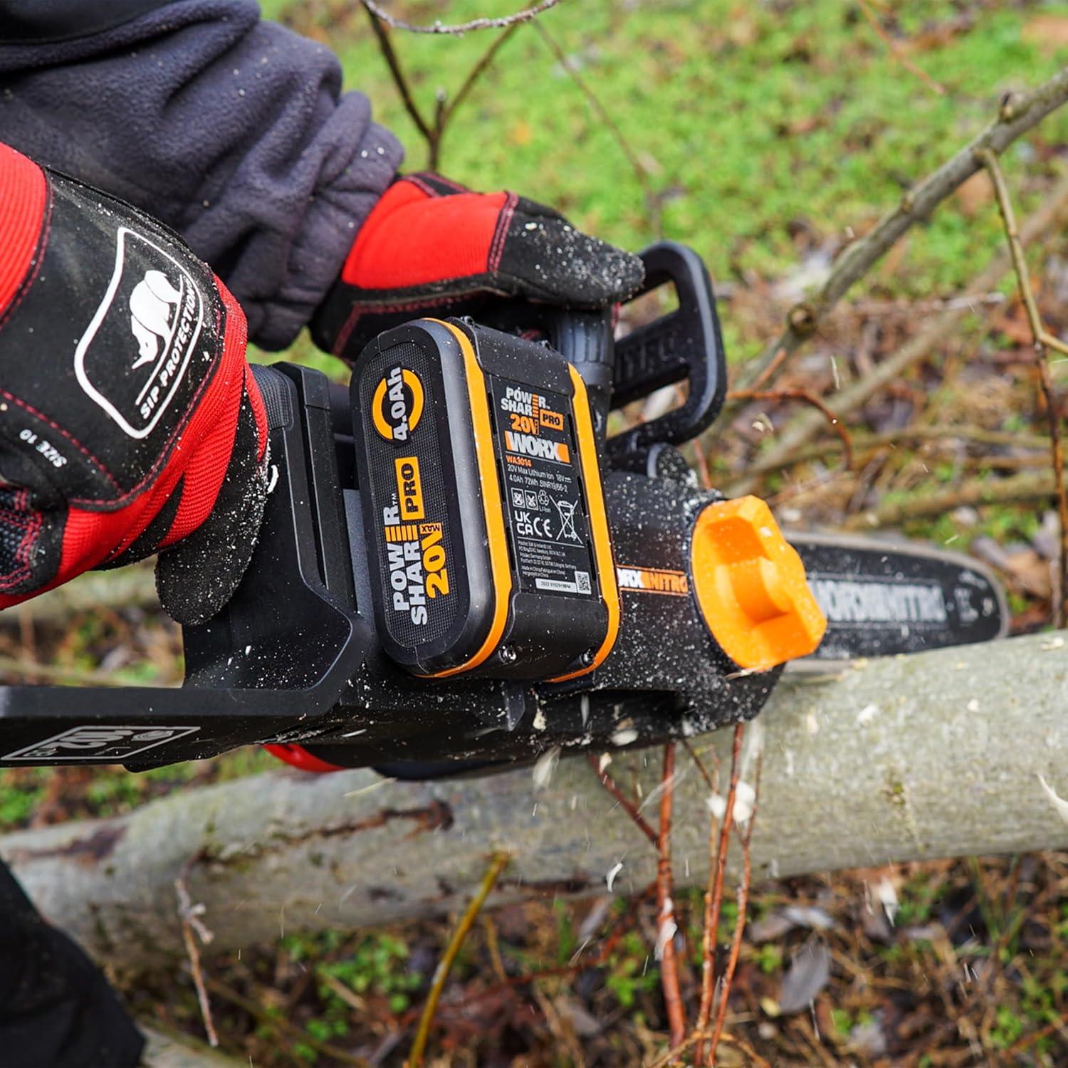 WORX PowerShare Pro WA3644 - Batería Recargable de Iones de Litio (20 V, 4,0 Ah, Mayor Seguridad y Mayor Tiempo de Funcionamiento, con indicador LED, innovadora tecnología Heatshield, Adecuada para - 5