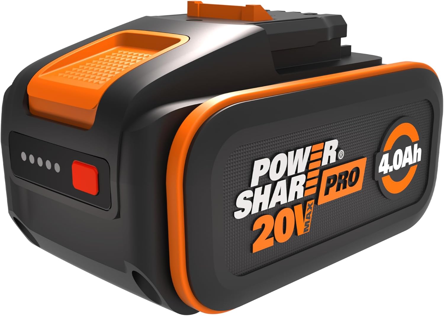WORX PowerShare Pro WA3644 - Batería Recargable de Iones de Litio (20 V, 4,0 Ah, Mayor Seguridad y Mayor Tiempo de Funcionamiento, con indicador LED, innovadora tecnología Heatshield, Adecuada para - 1