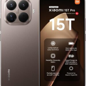 XIAOMI 15T Pro - Smartphone de 12+1024GB, Lente óptica Leica Summilux, MediaTek Dimensity 9400+, Pantalla Eye Care de 6,83" 144 Hz, HyperCharge de 90W, Cargador no Incluido, Mocha Gold (Versión ES)