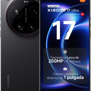 XIAOMI 17 Ultra - Smartphone de 16+512GB, Teleobjetivo Leica de 200 MP (75-100 mm), Snapdragon 8 Elite Gen 5, HyperAI, 1 año de garantía Extra, Cargador no Incluido, Negro (Versión ES)