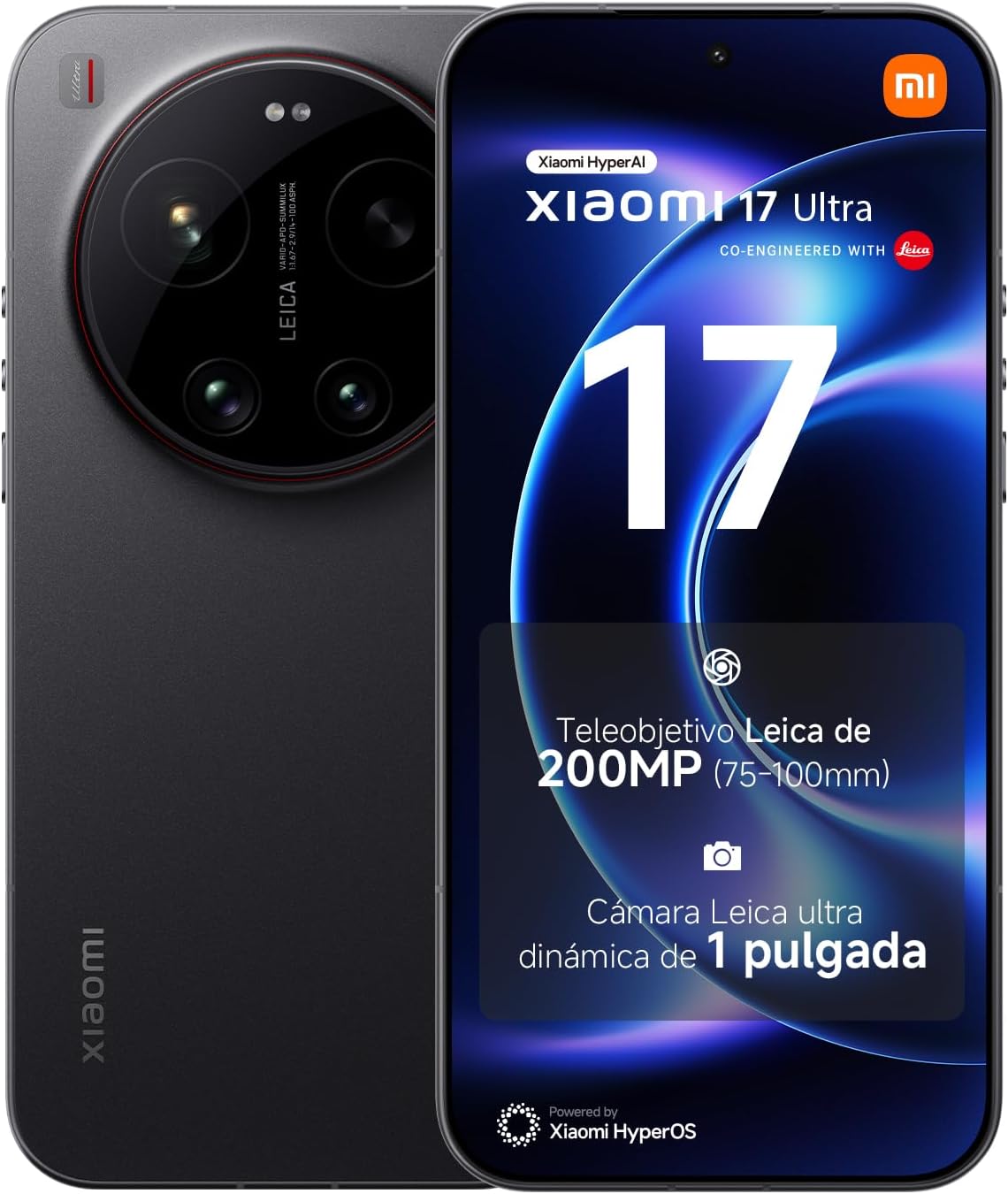 XIAOMI 17 Ultra - Smartphone de 16+512GB, Teleobjetivo Leica de 200 MP (75-100 mm), Snapdragon 8 Elite Gen 5, HyperAI, 1 año de garantía Extra, Cargador no Incluido, Negro (Versión ES) - 1
