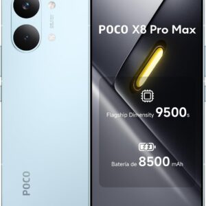 XIAOMI POCO X8 Pro MAX - Smartphone de 12+512GB, Dimensity 9500s, batería de 8500 mAh, Sensor Light Fusion 600 de 50MP con OIS, 1 año de garantía Extra, Cargador no Incluido, Azul (Versión ES)