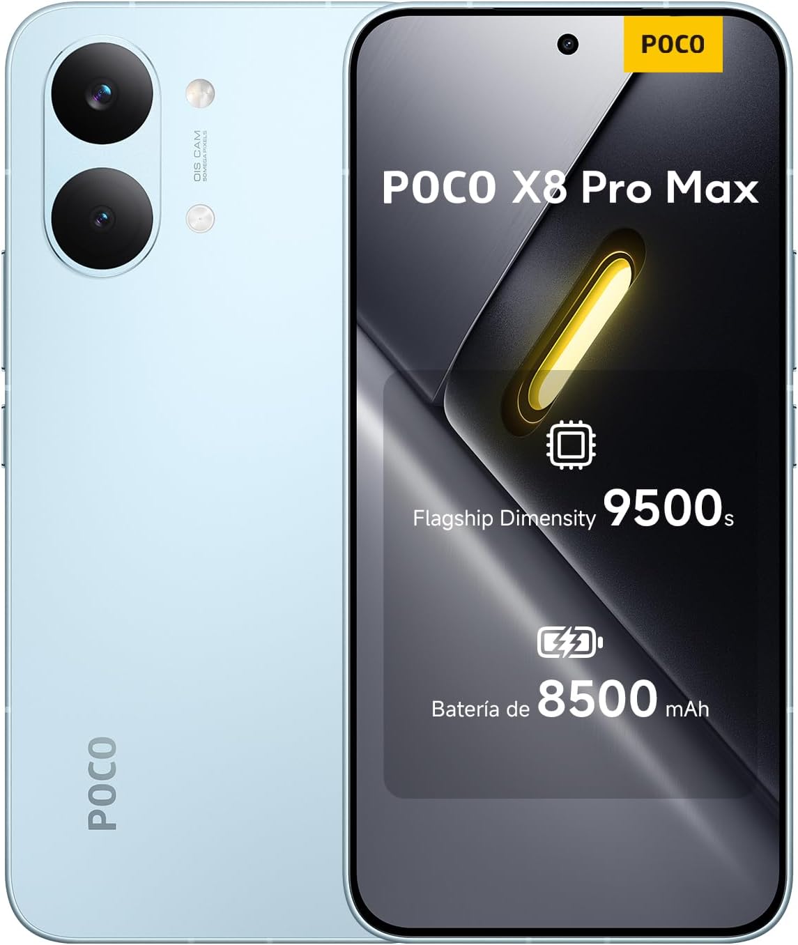 XIAOMI POCO X8 Pro MAX - Smartphone de 12+512GB, Dimensity 9500s, batería de 8500 mAh, Sensor Light Fusion 600 de 50MP con OIS, 1 año de garantía Extra, Cargador no Incluido, Azul (Versión ES) - 1