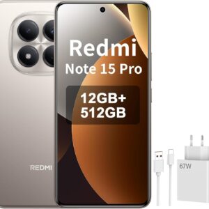 XIAOMI REDMI Note 15 Pro 4G - Smartphone de 12+512GB, batería de 6500 mAh, cámara de 200 MP, Pantalla AMOLED FHD+ de 6,77 Pulgadas, Titanio Color, Included 67W Charger