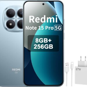 XIAOMI REDMI Note 15 Pro 5G - Smartphone de 8+256GB, Pantalla de 6,83" 1.5K AMOLED, MediaTek Dimensity 7400-Ultra, cámara de 200MP, batería de 6580 mAh, Azul Glaciar, Included 67W Charger