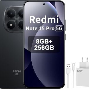 XIAOMI REDMI Note 15 Pro 5G - Smartphone de 8+256GB, Pantalla de 6,83" 1.5K AMOLED, MediaTek Dimensity 7400-Ultra, cámara de 200MP, batería de 6580 mAh, Negro, Included 67W Charger