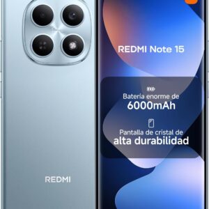 XIAOMI REDMI Note 15 - Smartphone de 6+128GB, Pantalla AMOLED FHD+ de 6,77", MediaTek Helio G100-Ultra, cámara de 108MP, batería de 6000 mAh, Cargador no Incluido, Azul Glaciar (Versión ES)