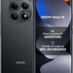 XIAOMI REDMI Note 15 - Smartphone de 6+128GB, Pantalla AMOLED FHD+ de 6,77", MediaTek Helio G100-Ultra, cámara de 108MP, batería de 6000 mAh, Cargador no Incluido, Negro (Versión ES)