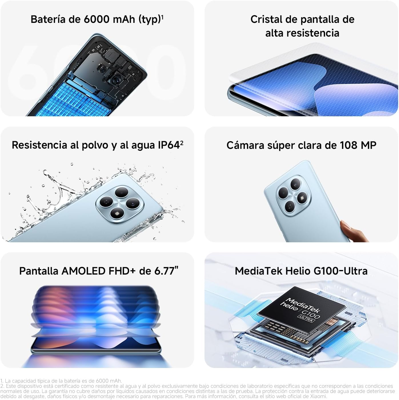 XIAOMI REDMI Note 15 - Smartphone de 6+128GB, Pantalla AMOLED FHD+ de 6,77", MediaTek Helio G100-Ultra, cámara de 108MP, batería de 6000 mAh, Cargador no Incluido, Verde (Versión ES) - 3