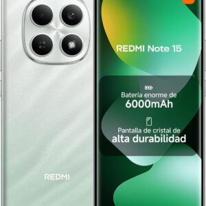 XIAOMI REDMI Note 15 - Smartphone de 6+128GB, Pantalla AMOLED FHD+ de 6,77", MediaTek Helio G100-Ultra, cámara de 108MP, batería de 6000 mAh, Cargador no Incluido, Verde (Versión ES)