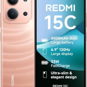 XIAOMI Redmi 15C, Smartphone 4+256GB, Pantalla de 6.99 Pulgadas, 120 Hz, Diseño de 7.99 mm, MediaTek Helio G81-Ultra Octa-Core, Cámara Dual AI de 50 MP, 6000 mAh, Naranja Crepúsculo