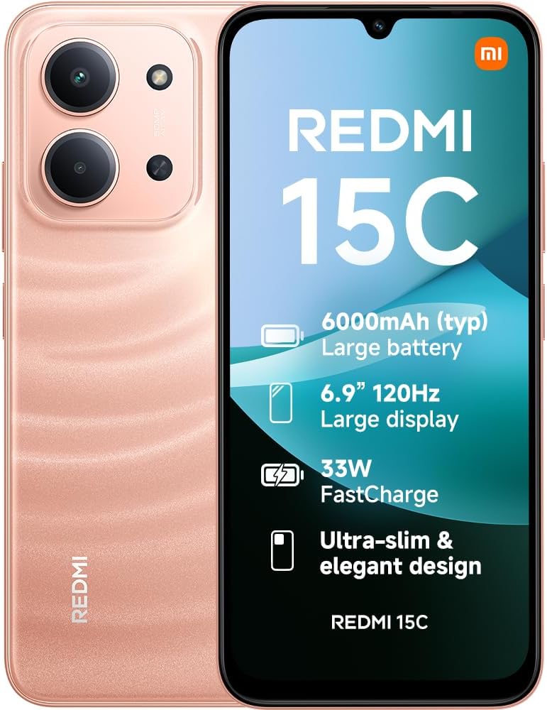 XIAOMI Redmi 15C, Smartphone 4+256GB, Pantalla de 6.99 Pulgadas, 120 Hz, Diseño de 7.99 mm, MediaTek Helio G81-Ultra Octa-Core, Cámara Dual AI de 50 MP, 6000 mAh, Naranja Crepúsculo - 1