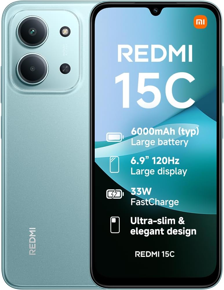 XIAOMI Redmi 15C, Smartphone 4+256GB, Pantalla de 6.99 Pulgadas, 120 Hz, diseño de 7.99 mm, MediaTek Helio G81-Ultra Octa-Core, cámara Dual AI de 50 MP, 6000 mAh, Azul luz de Luna, Cargador no - 6