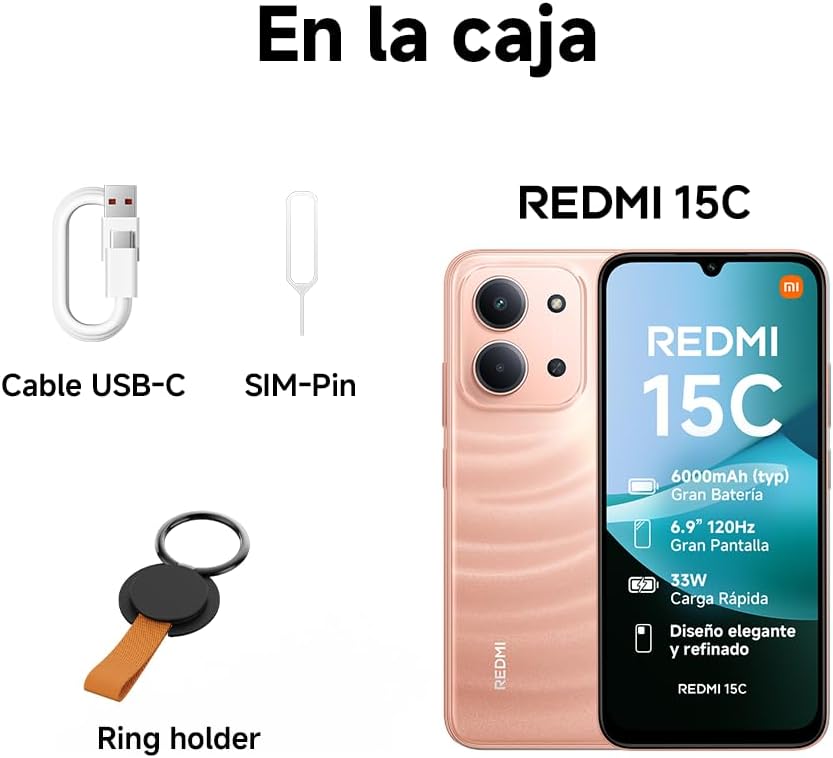 XIAOMI Redmi 15C - Smartphone de 4+128GB, Cámara Dual con IA de 50 MP, Pantalla inmersiva de 6,9" 120 Hz, Potente procesador octacore, Carga rápida de 33W, Cargador no Incluido, Negro (Versión ES) - 4