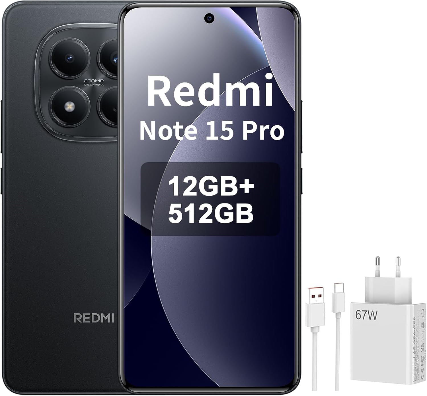 XIAOMI Redmi Note 14 Pro Smartphone 8+256GB 5500mAh Batería 6.67” Pantalla AMOLED Display MediaTek Helio G100-Ultra 120Hz Eye-Care Pantalla Sistema de Imágenes 200MP Negro - 4