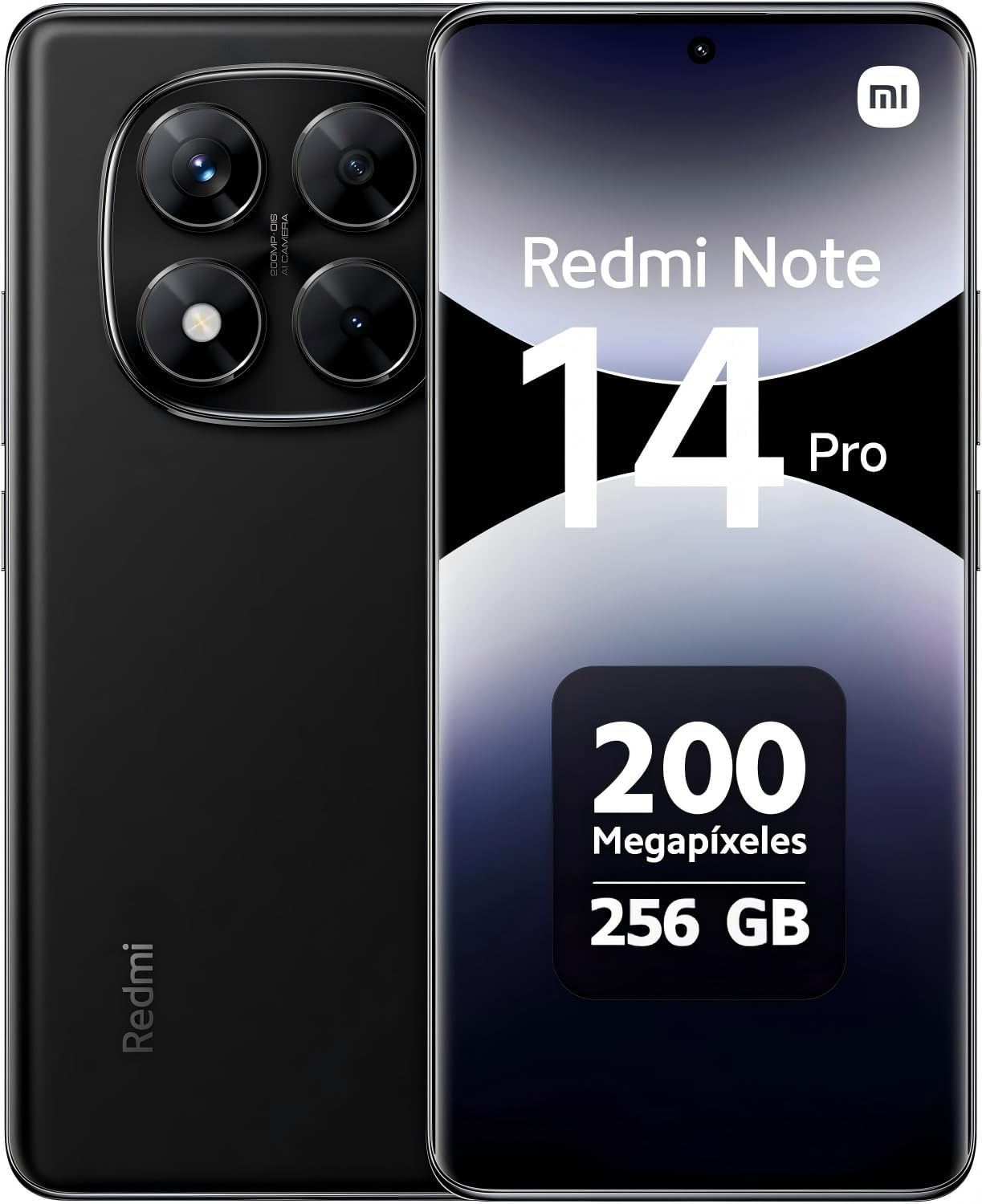 XIAOMI Redmi Note 14 Pro Smartphone 8+256GB 5500mAh Batería 6.67” Pantalla AMOLED Display MediaTek Helio G100-Ultra 120Hz Eye-Care Pantalla Sistema de Imágenes 200MP Negro - 1