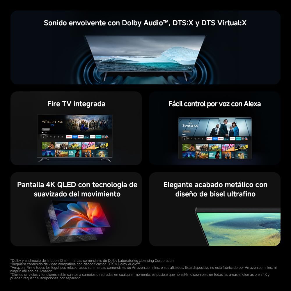 XIAOMI TV F Pro 43, 43 Pulgadas (101 cm), 4K UHD QLED, Smart TV, Fire OS8, Control por Voz Alexa, HDR10+, MEMC, 2GB+32GB, Compatible con Apple AirPlay - 2