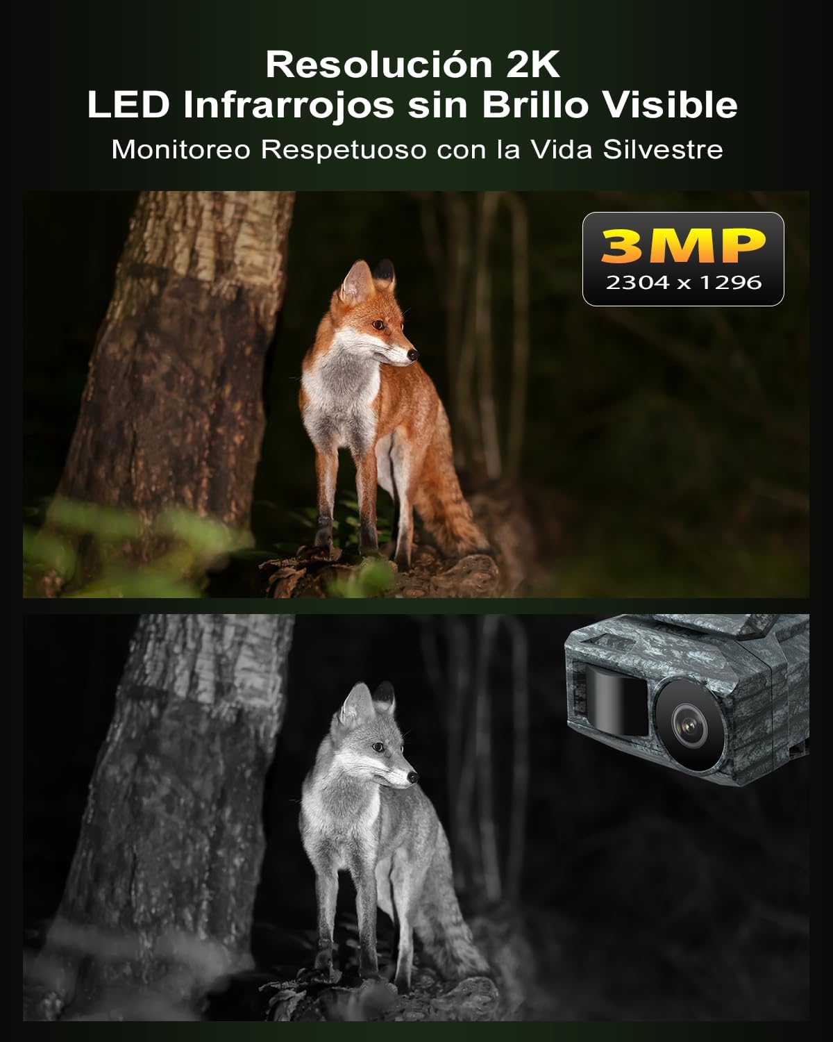 Xega Cámara Solar 4G con Tarjeta SIM 2 Paneles Solares, Fototrampeo Caza Exterior Inalámbrica, Detección de Movimiento, Visión Nocturna Sin Luz, Rotación 220°, Alertas En App (WiFi No Compatible) - 5