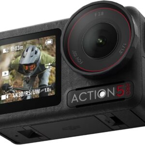 dji Osmo Action 5 Pro Pack Esencial: cámara Deportiva, Sensor 1/1.3", vídeo 4K/120 fps, Seguimiento de Objetivos, estabilización, 2 Pantallas táctiles OLED, cámara de acción 4K para Deportes y Vlogs