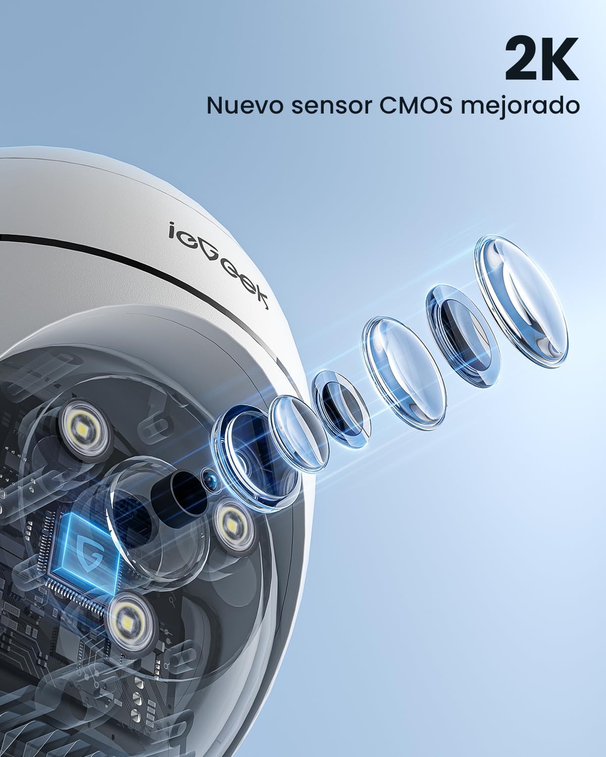 ieGeek 2K Camara Vigilancia WiFi Exterior con Eléctrico, PTZ 355°, Detección de Humano, Seguimiento Automático, Visión Nocturna Color, Alarma de Luz y Sonido, Grabación Continua(2 PCS) - 2