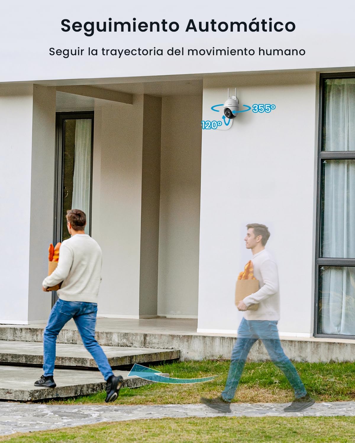 ieGeek 2K Camara Vigilancia WiFi Exterior con Eléctrico, PTZ 355°, Detección de Humano, Seguimiento Automático, Visión Nocturna Color, Alarma de Luz y Sonido, Grabación Continua(2 PCS) - 4