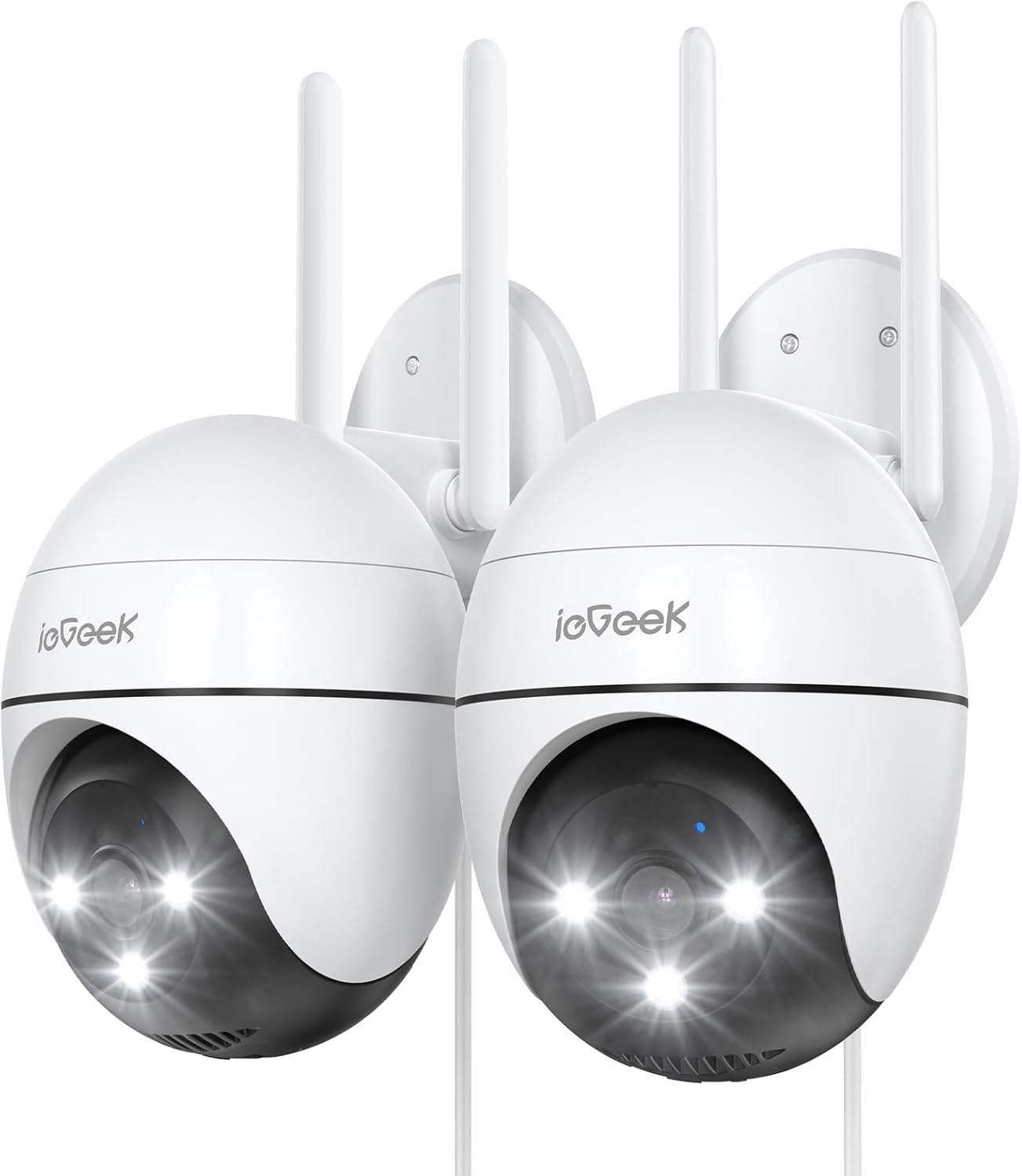 ieGeek 2K Camara Vigilancia WiFi Exterior con Eléctrico, PTZ 355°, Detección de Humano, Seguimiento Automático, Visión Nocturna Color, Alarma de Luz y Sonido, Grabación Continua(2 PCS) - 1