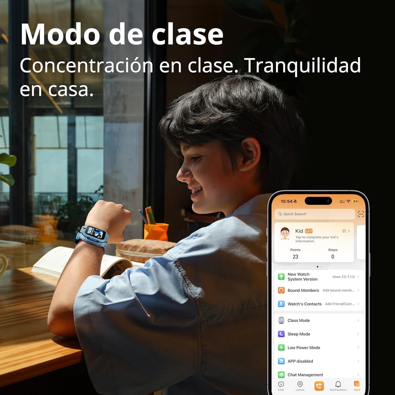 imoo Z3, Reloj Inteligente niño, Reloj niños GPS y Llamadas, SIM, videollamadas HD, Control Parental, Modo Colegio, protección IPX8, SOS, Pantalla táctil 1,5", niños (Azul) - 4