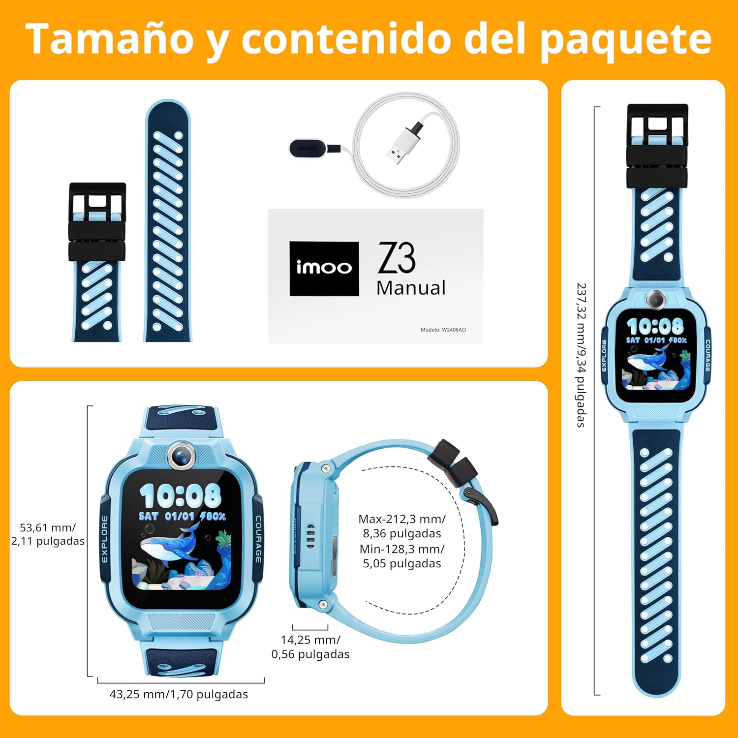 imoo Z3, Reloj Inteligente niño, Reloj niños GPS y Llamadas, SIM, videollamadas HD, Control Parental, Modo Colegio, protección IPX8, SOS, Pantalla táctil 1,5", niños (Rosa) - 6