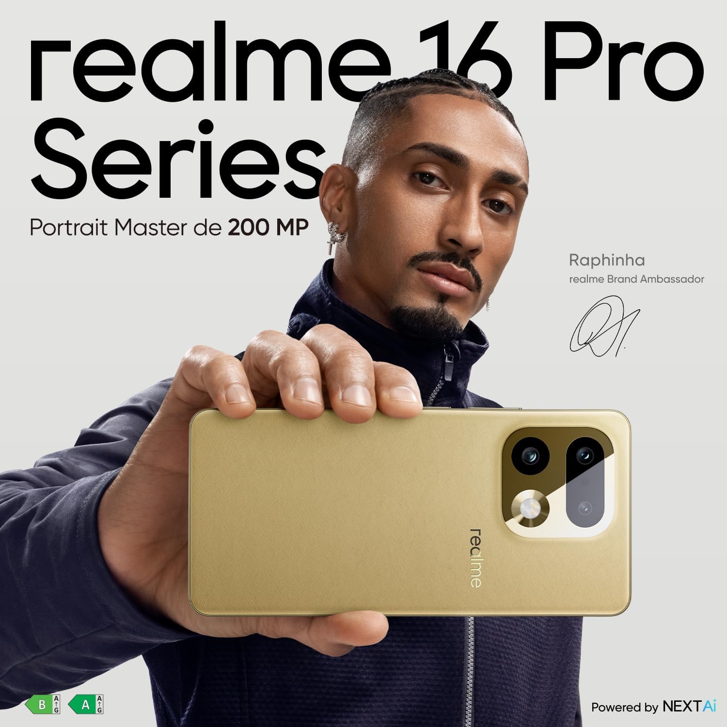 realme 16 Pro+ 5G Smartphone, 8GB+256GB, Pantalla Curva AMOLED 144Hz 6,8", Batería 7000mAh, Cámara 200MP OIS, IP69K, Carga Rápida 80W, Dual SIM, Next AI, Gris (con Adaptador) - 2