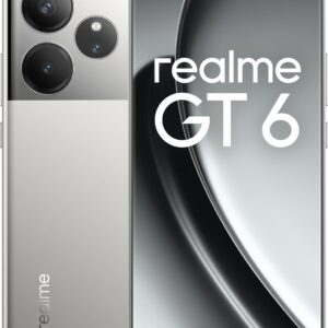 realme GT 6 5G Teléfono Móvil 12+256 GB,Procesador Snapdragon® 8s de 3.ªgeneración,Pantalla ultrabrillante de 6000 nits,Cámara Sony LYT-808 con OIS,Carga SUPERVOOC de 120 W,Plata, sin Adaptador