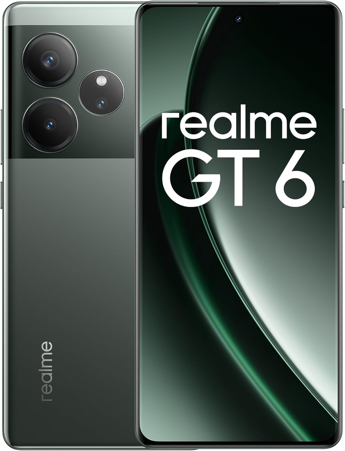 realme GT 6 5G Teléfono Móvil 8+256 GB, Procesador Snapdragon 8s de 3.ªgeneración, Pantalla ultrabrillante de 6000 nits, Cámara Sony LYT-808 con OIS, Carga SUPERVOOC de 120 W, Verde, sin Adaptador - 1
