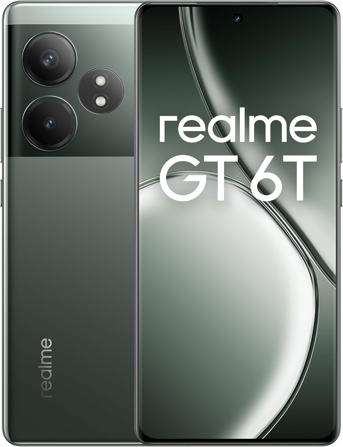 realme GT 6T 5G Teléfono Móvil 8+256 GB, Snapdragon® 7+ de 3.ª generación, Pantalla ultrabrillante de 6000 nits, Cámara Sony de 50 MP con OIS, Gran batería de 5500 mAh, Verde, sin Adaptador - 1