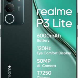 realme P3 Lite Smartphone 8+256 GB, cámara AI de 50 MP, procesador Octa-Core, Pantalla Eye Comfort a 120 Hz, protección ArmorShell, batería de 6000 mAh, Carga rápida de 15 W, Pine Green