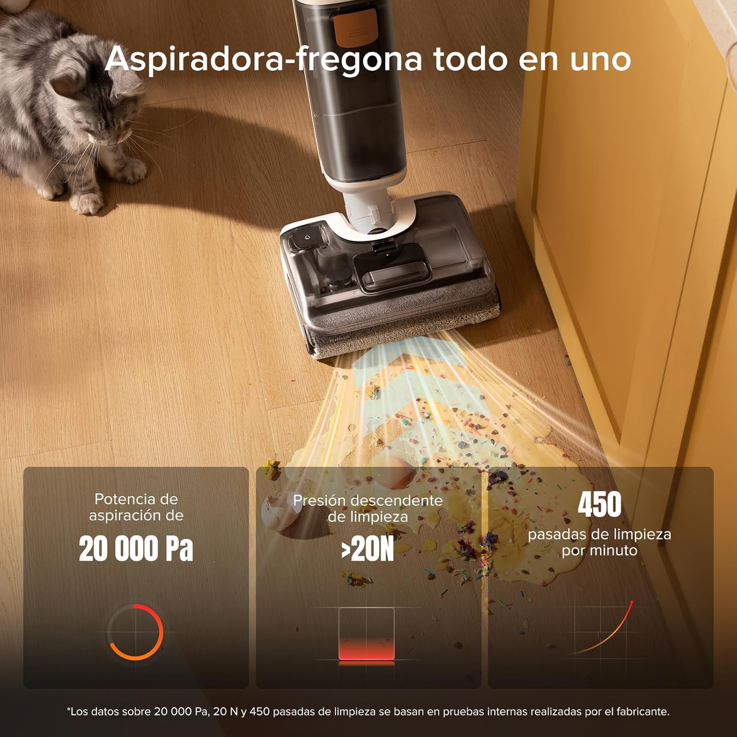 roborock F25 GT Aspiradora en Seco y Húmedo, Aspiradora-Fregona Sin Cable de 20.000 Pa, Autolimpieza a 90 °C y Secado, Limpieza de Bordes, Diseño Plano de 180°, Compacta (12,5 cm), Ligera - 4
